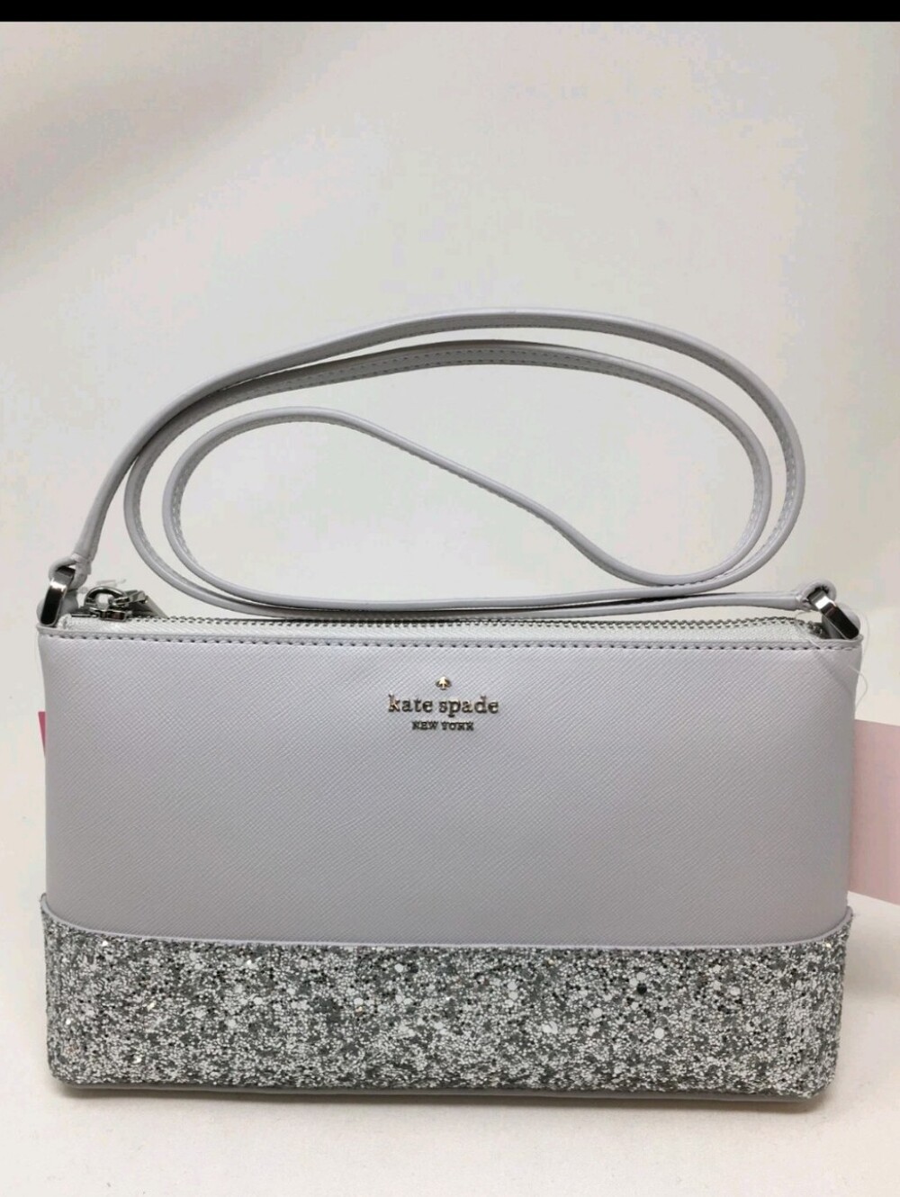 NIP- Kate Spade Silver-Trim Crossbody Bag With Kate Spade Shopping Bag